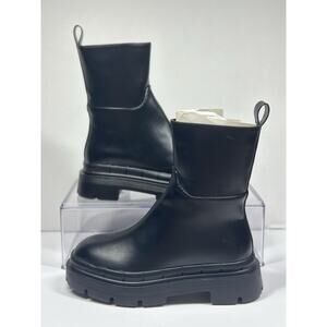 NWOB  Public Desire Womens Sz 5.5 Chunky Heel Ankle Chelsea Platform Boots Black